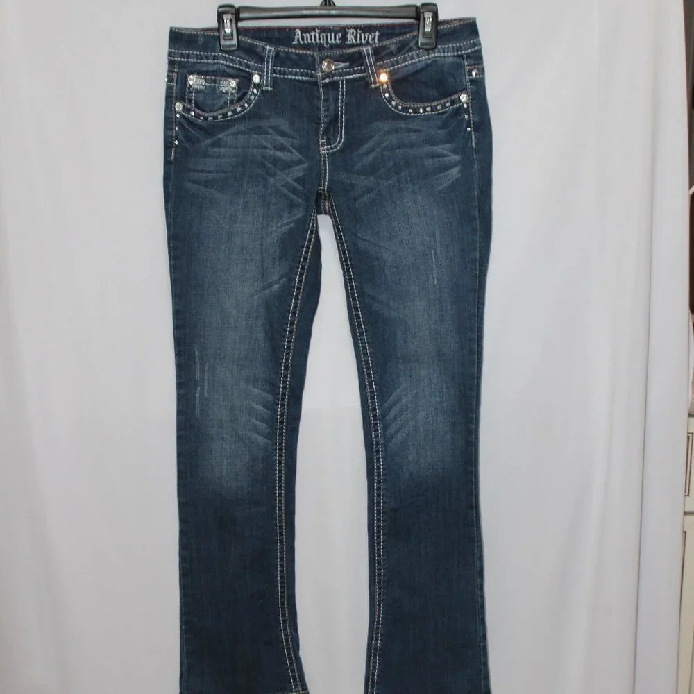 Antique Rivet Designer Jeans - Picture 2 of 14